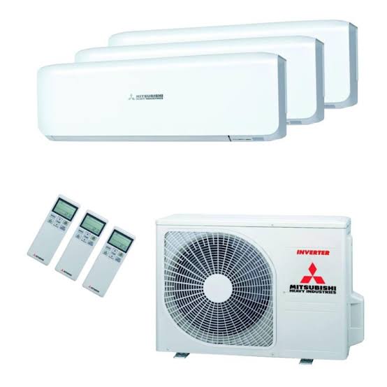 Triple split airco met drie binnenunits en één buitenunit
